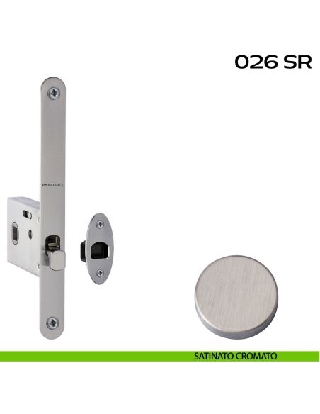 Serratura con foro quadro 8 mm bordo tondo entrata 50 mm Reguitti 026SR satinato