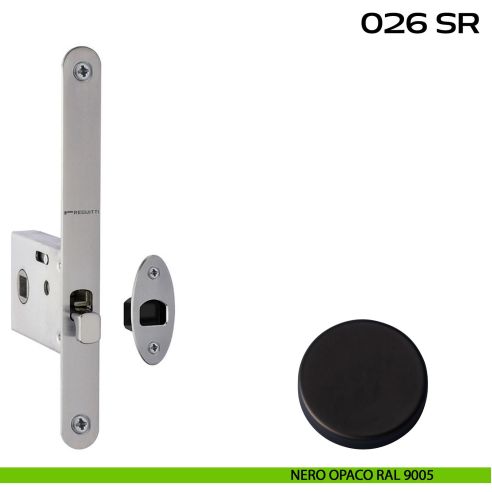 Serratura con foro quadro 8 mm bordo tondo entrata 50 mm Reguitti 026SR nero