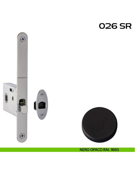 Serratura con foro quadro 8 mm bordo tondo entrata 50 mm Reguitti 026SR nero