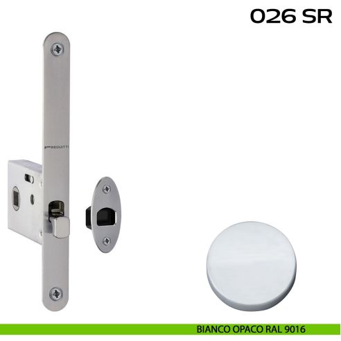 Serratura con foro quadro 8 mm bordo tondo entrata 50 mm Reguitti 026SR bianco
