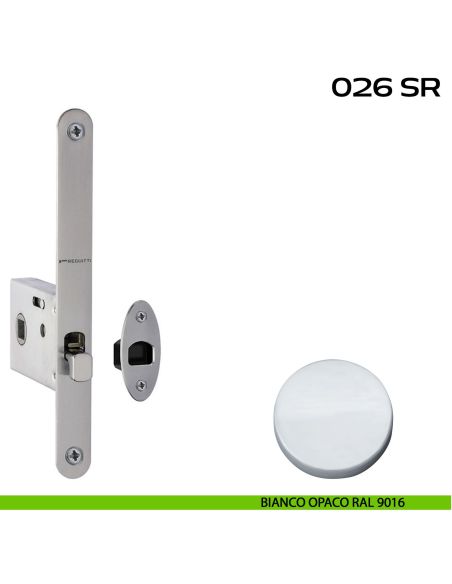 Serratura con foro quadro 8 mm bordo tondo entrata 50 mm Reguitti 026SR bianco