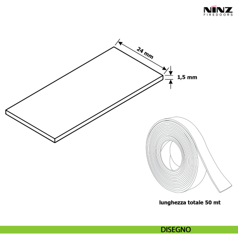 Guarnizione termoespandente FC 24x1,5 mm per porte tagliafuoco Univer Ninz 4212046.002 confezione da 50 mt