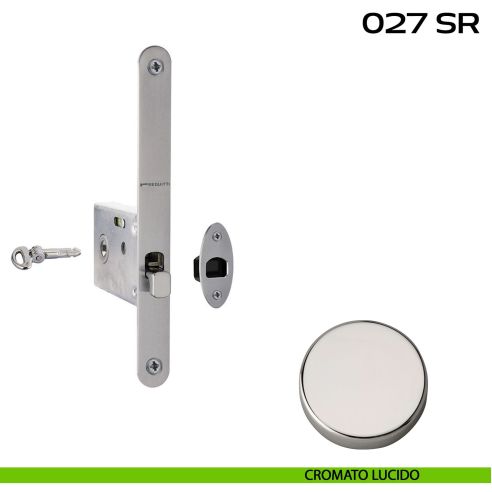 Serratura con foro chiave tondo, con chiave a spillo bordo tondo entrata 50 mm Reguitti 027SR lucido