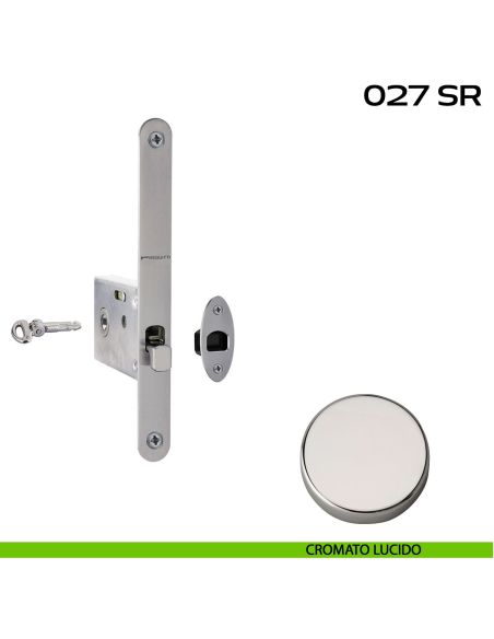 Serratura con foro chiave tondo, con chiave a spillo bordo tondo entrata 50 mm Reguitti 027SR lucido