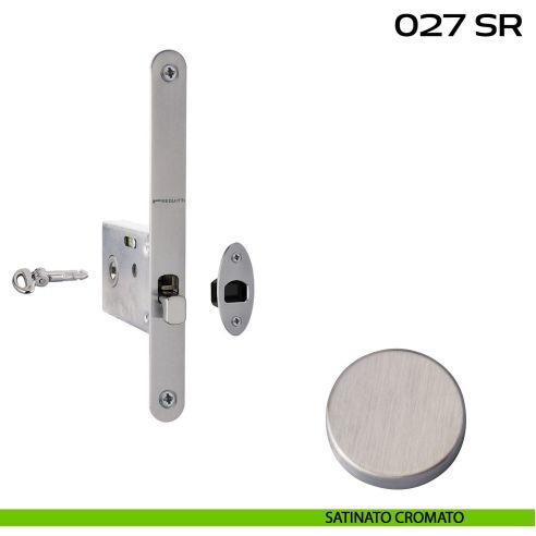 Serratura con foro chiave tondo, con chiave a spillo bordo tondo entrata 50 mm Reguitti 027SR satinato