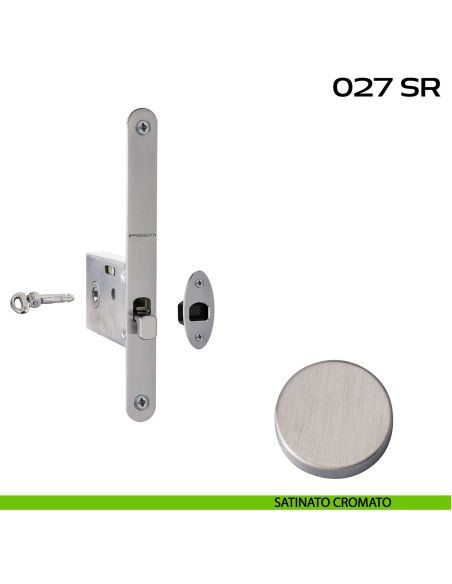 Serratura con foro chiave tondo, con chiave a spillo bordo tondo entrata 50 mm Reguitti 027SR satinato