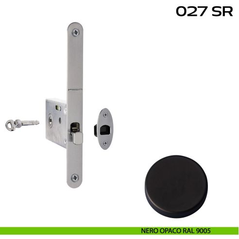 Serratura con foro chiave tondo, con chiave a spillo bordo tondo entrata 50 mm Reguitti 027SR nero