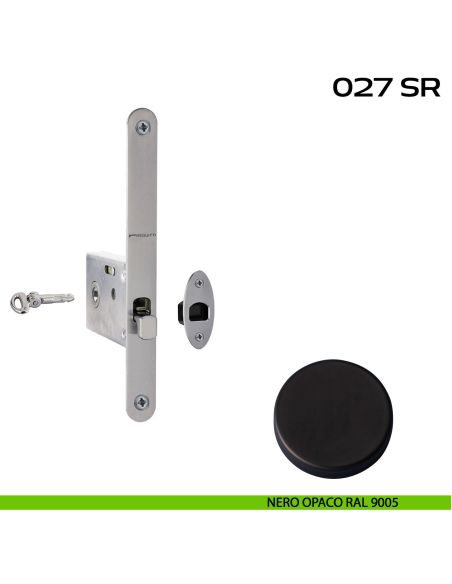 Serratura con foro chiave tondo, con chiave a spillo bordo tondo entrata 50 mm Reguitti 027SR nero