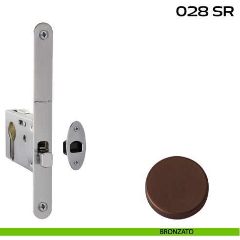 Serratura con foro yale bordo tondo entrata 50 mm Reguitti 028SR bronzato