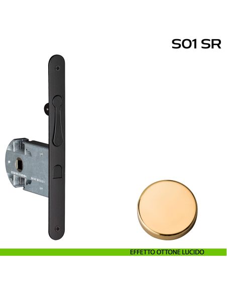 Serratura per porte scorrevoli con trascinatore integrato nel frontale Reguitti S01SR lucido
