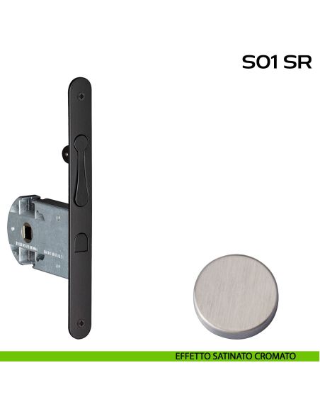 Serratura per porte scorrevoli con trascinatore integrato nel frontale Reguitti S01SR satinato