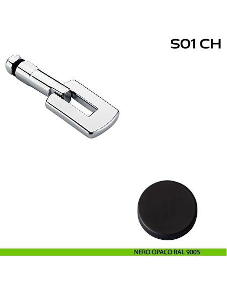 Chiave e adattatore quadro 8 mm per utilizzo con serratura S01SR articolo Reguitti S01CH nero