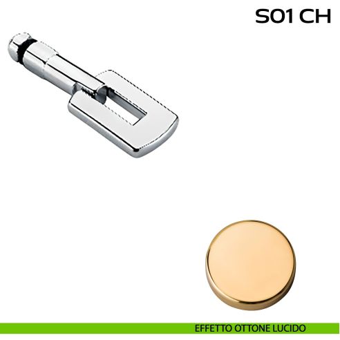 Chiave e adattatore quadro 8 mm per utilizzo con serratura S01SR articolo Reguitti S01CH lucido