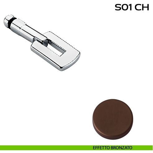 Chiave e adattatore quadro 8 mm per utilizzo con serratura S01SR articolo Reguitti S01CH bronzato