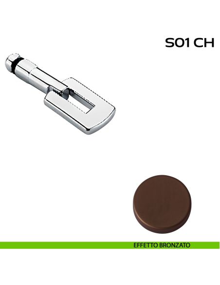 Chiave e adattatore quadro 8 mm per utilizzo con serratura S01SR articolo Reguitti S01CH bronzato