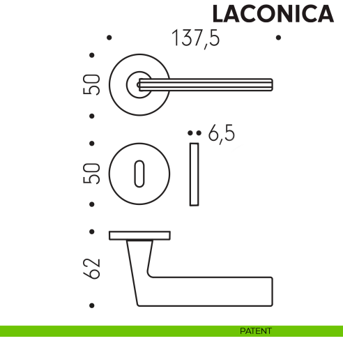 Maniglia per porta Laconica Colombo Design foro patent