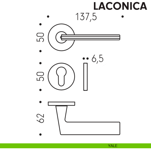 Maniglia per porta Laconica Colombo Design foro yale