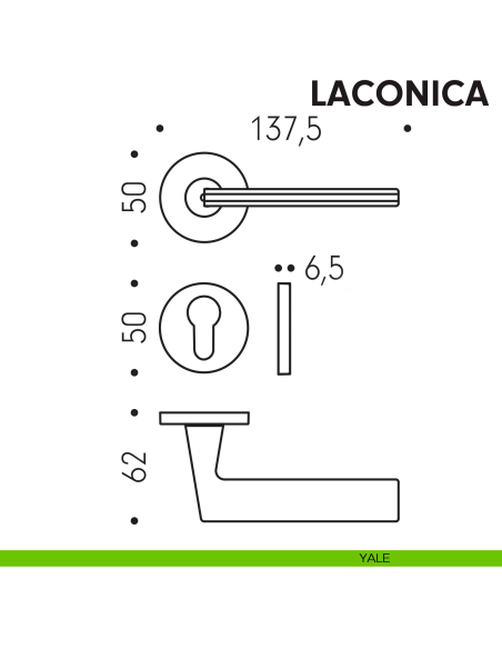 Maniglia per porta Laconica Colombo Design foro yale