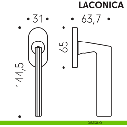 Maniglia per finestra martellina DK Laconica Colombo Design disegno