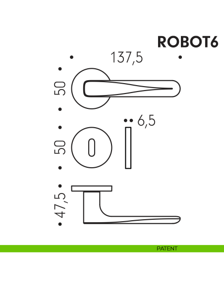 Maniglia per porta Robot6 Colombo Design foro patent
