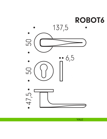 Maniglia per porta Robot6 Colombo Design foro yale