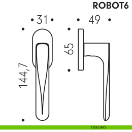 Maniglia per finestra martellina DK Robot6 Colombo Design disegno