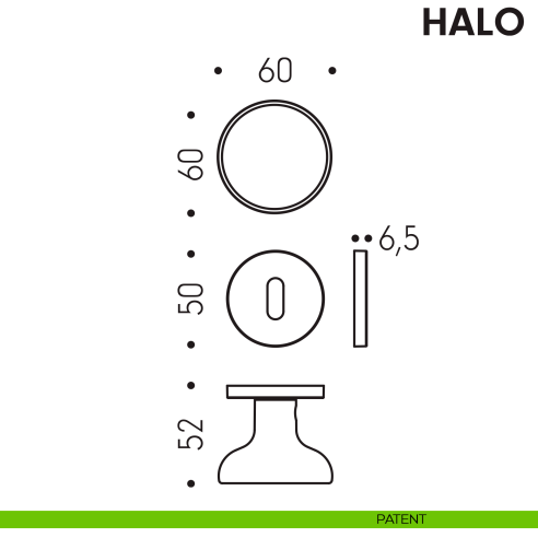 Pomolo per porta Halo girevole Colombo Design foro patent