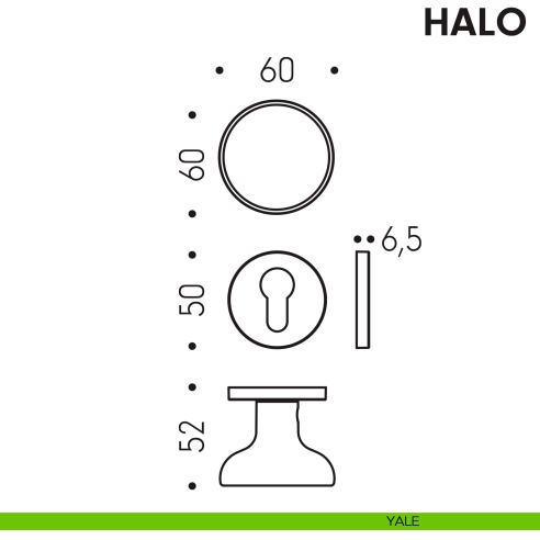 Pomolo per porta Halo girevole Colombo Design foro yale