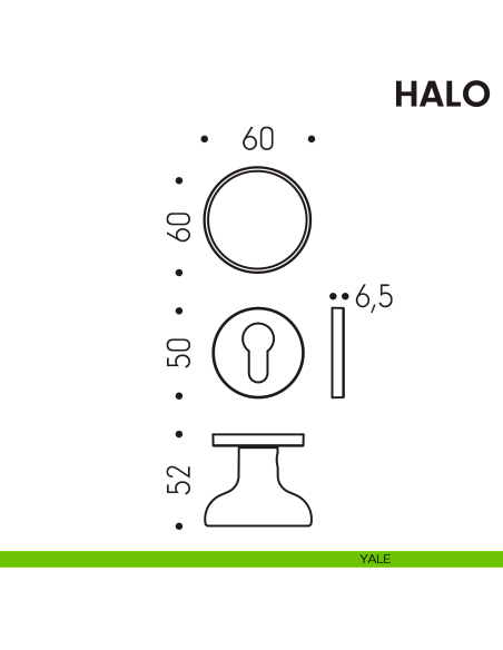 Pomolo per porta Halo girevole Colombo Design foro yale