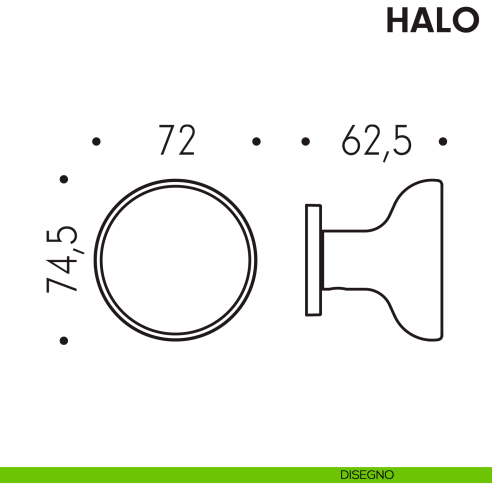 Pomolo per porta Halo fisso Ø72 Colombo Design disegno