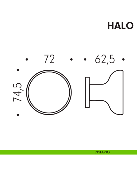 Pomolo per porta Halo fisso Ø72 Colombo Design disegno