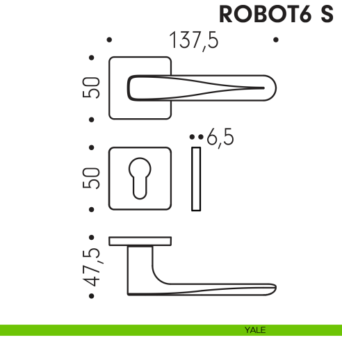 Maniglia per porta Robot6 S Colombo Design foro yale