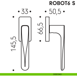 Maniglia per finestra martellina DK Robot6 S Colombo Design disegno