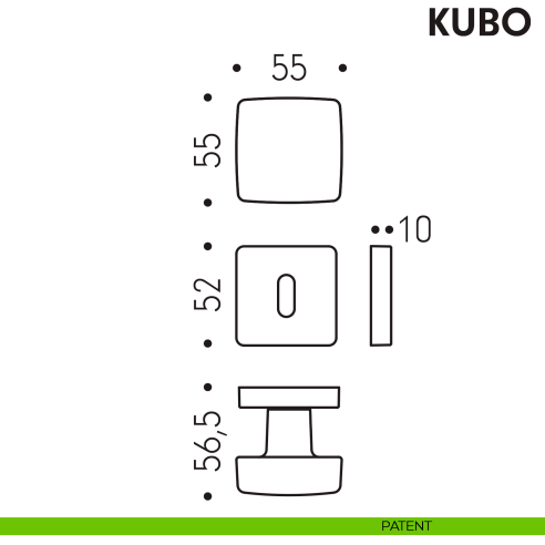 Pomolo per porta Kubo girevole Colombo Design foro patent