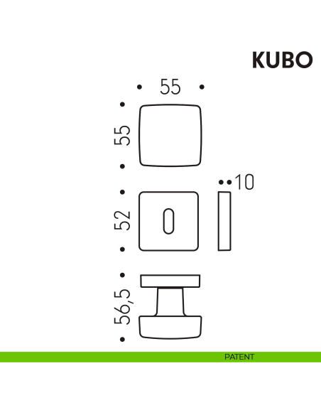 Pomolo per porta Kubo girevole Colombo Design foro patent