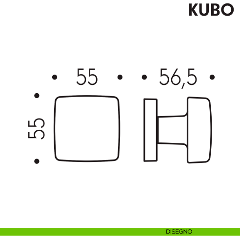 Pomolo per porta Kubo fisso Colombo Design disegno