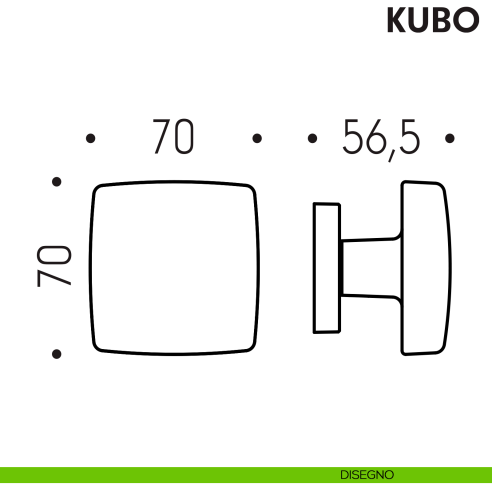 Pomolo per porta Kubo fisso Colombo Design disegno