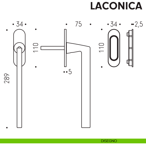 Maniglione per alzante scorrevole AM313/0 singolo Colombo Design con placca minimale Zero Evolution disegno