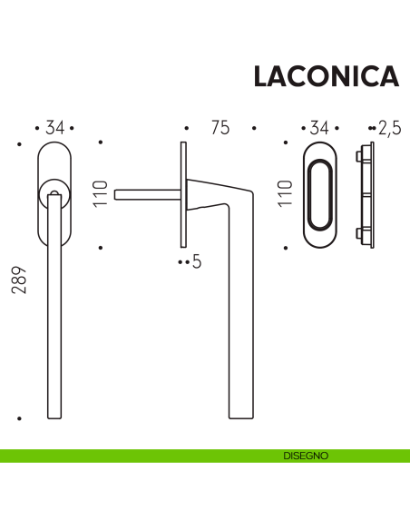 Maniglione per alzante scorrevole AM313/0 singolo Colombo Design con placca minimale Zero Evolution disegno