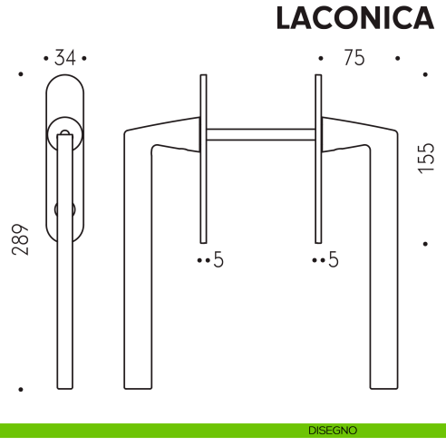 Maniglione per alzante scorrevole AM413Y/0 accoppiato Colombo Design con placca minimale Zero Evolution disegno