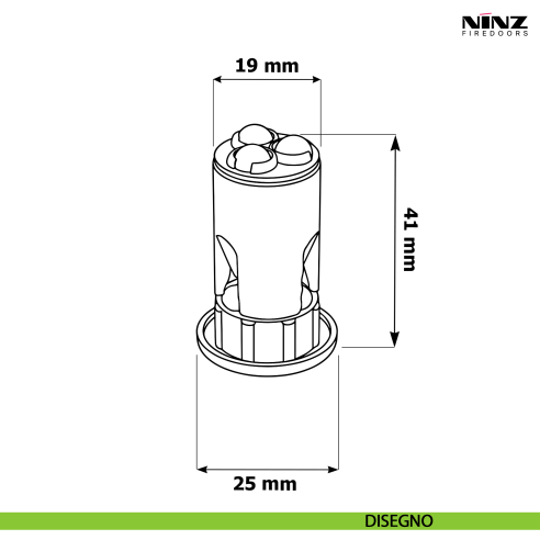 Perno portasfere per cerniera Roll per porta tagliafuoco Proget e Univer Ninz 4102003.001