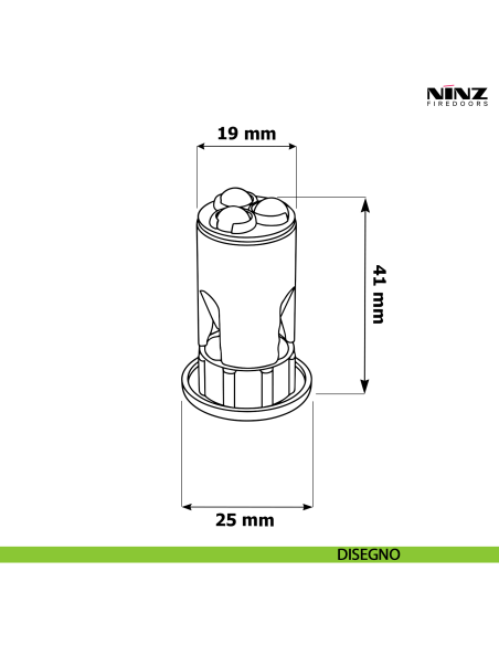 Perno portasfere per cerniera Roll per porta tagliafuoco Proget e Univer Ninz 4102003.001