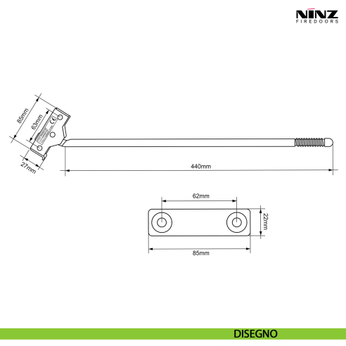 Regolatore di chiusura RC/STD per porta tagliafuoco Proget Ninz 4210020.001 - disegno