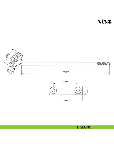 Regolatore di chiusura RC/STD per porta tagliafuoco Proget Ninz 4210020.001 - disegno