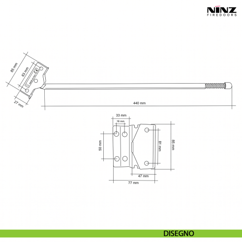 Regolatore di chiusura RC/STD per porta tagliafuoco Univer Ninz 4210021.001