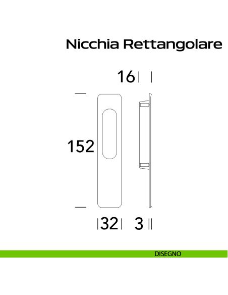 Nicchia rettangolare per alzante scorrevole singolo cieco Reguitti disegno
