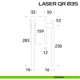Maniglione ribassato per alzante scorrevole Laser QR B35 Reguitti accoppiato 2