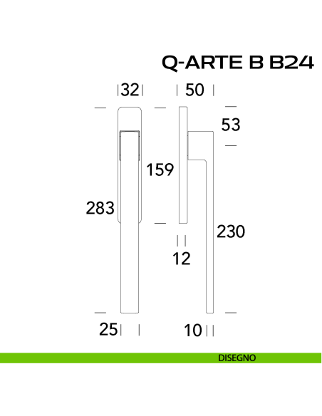 Maniglione ribassato per alzante scorrevole Q-Arte B B24 singolo disegno