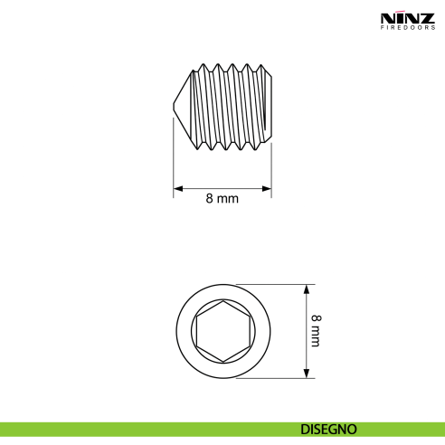 Grano di bloccaggio M8 per cerniera Roll per porta tagliafuoco Ninz 4212013.001 - disegno