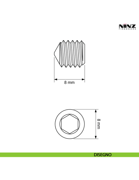 Grano di bloccaggio M8 per cerniera Roll per porta tagliafuoco Ninz 4212013.001 - disegno